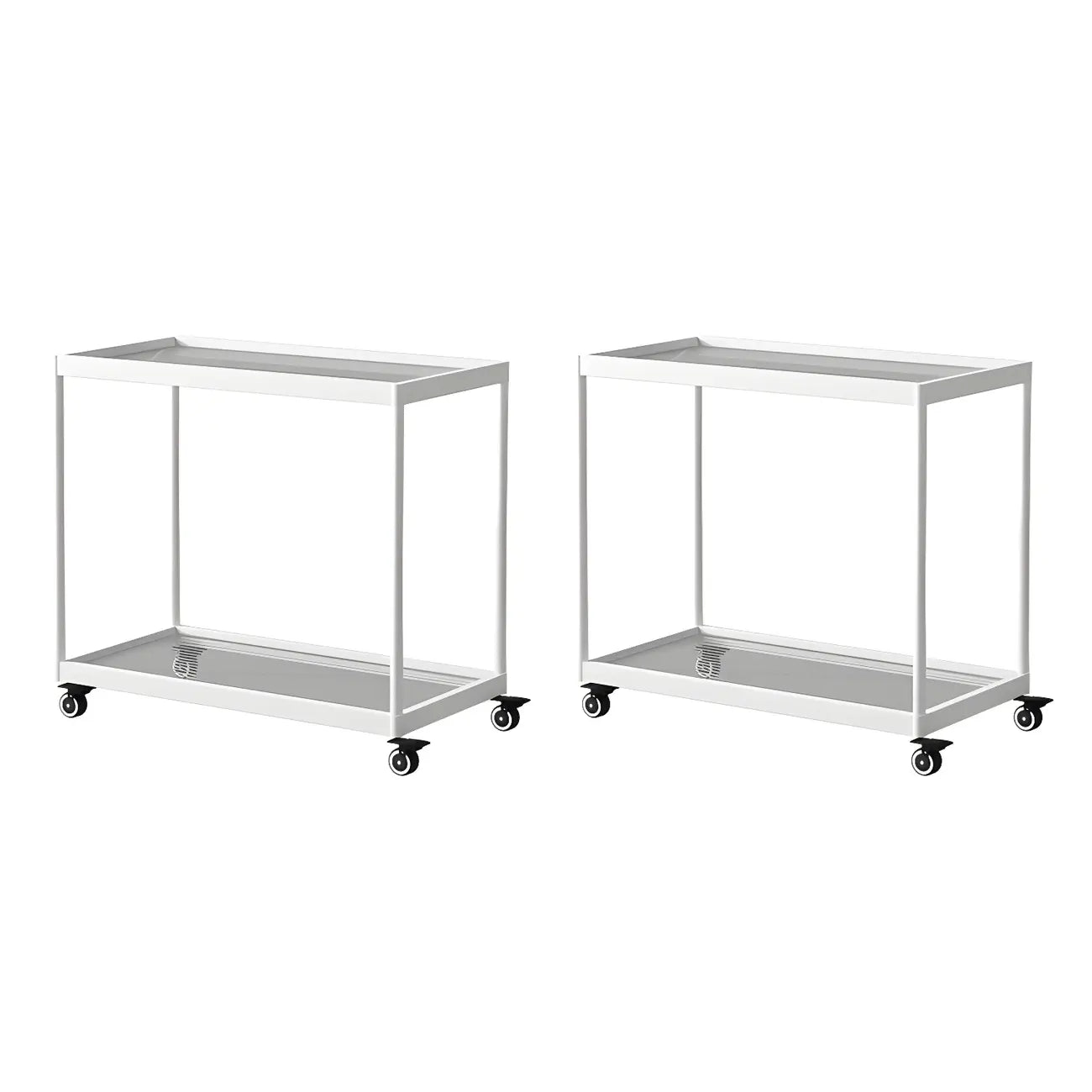 Gold Glass Rectangular Top Shelf Side Table on Wheels