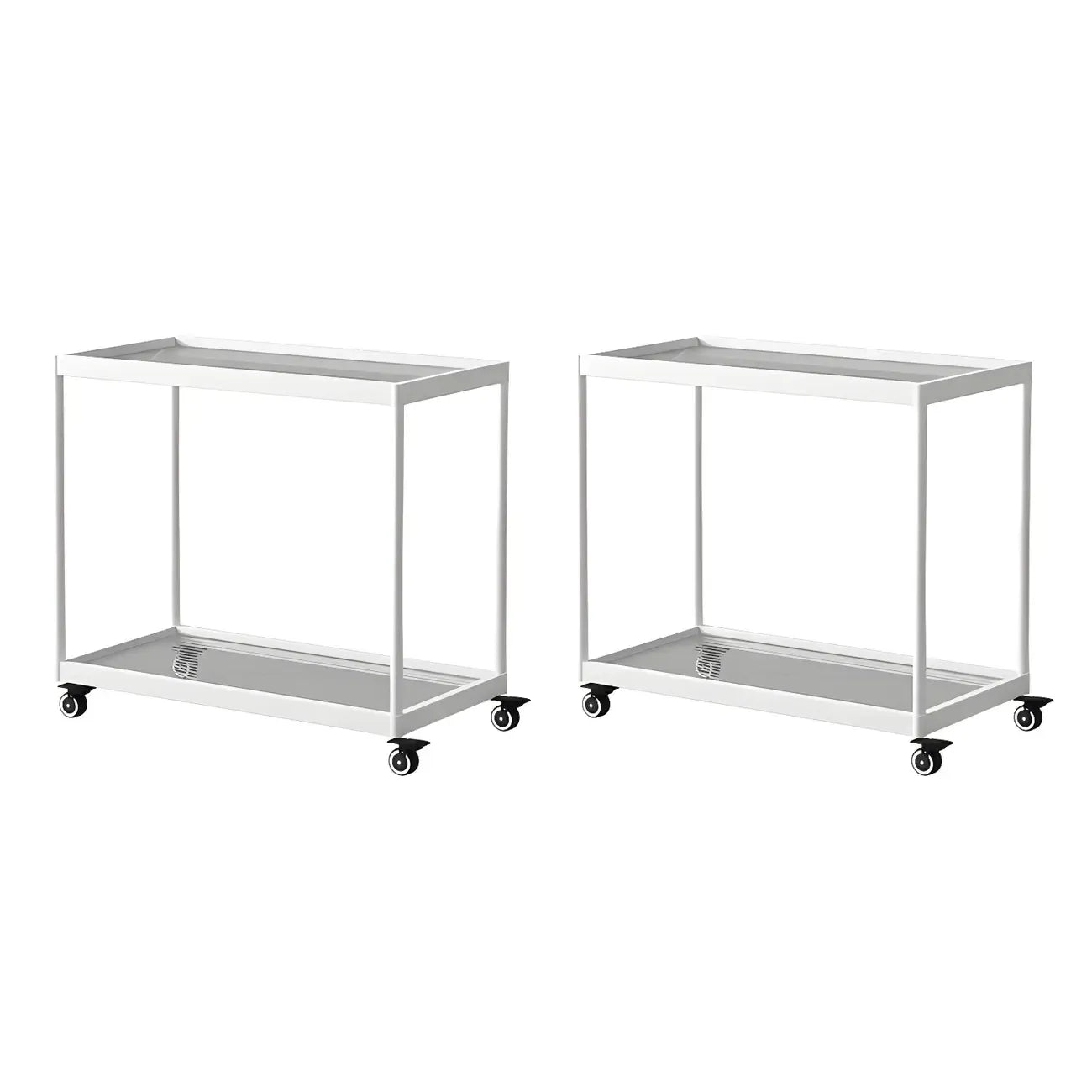 Gold Glass Rectangular Top Shelf Side Table on Wheels