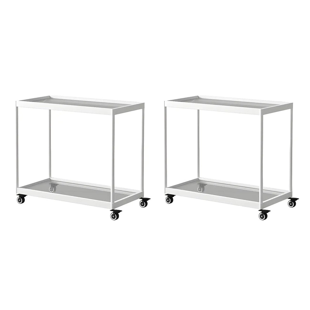 Gold Glass Rectangular Top Shelf Side Table on Wheels