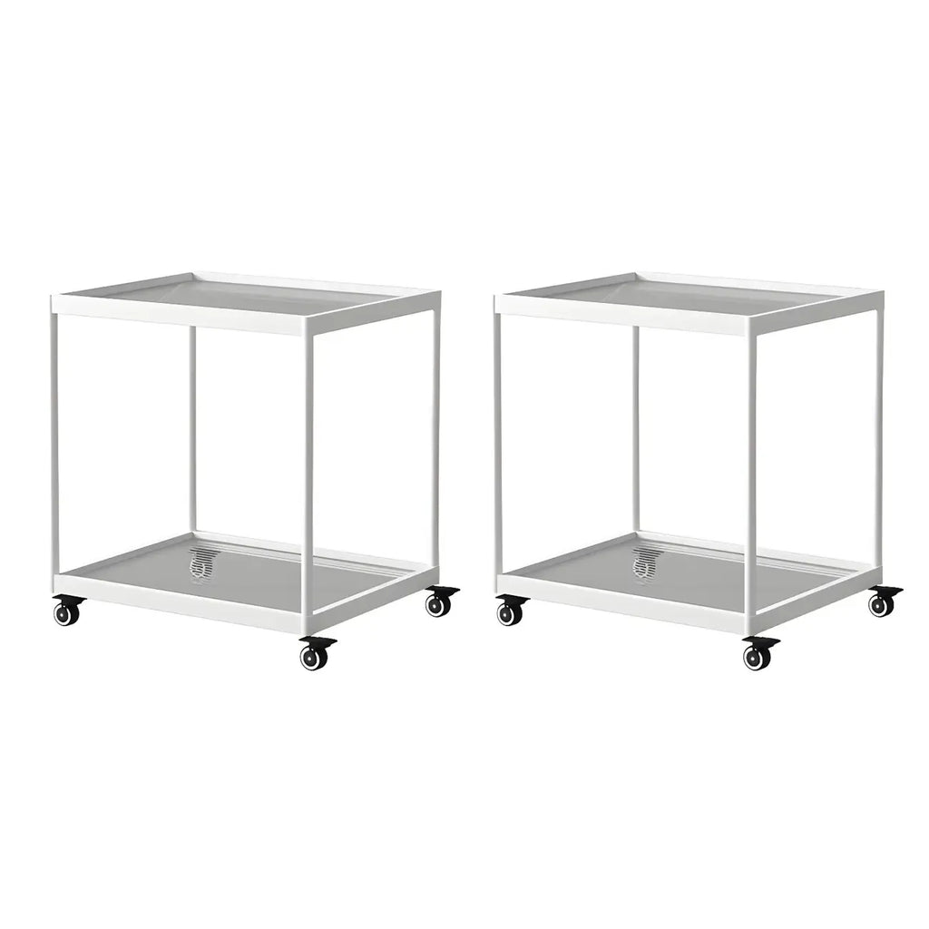 Gold Glass Rectangular Top Shelf Side Table on Wheels