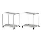 Gold Glass Rectangular Top Shelf Side Table on Wheels