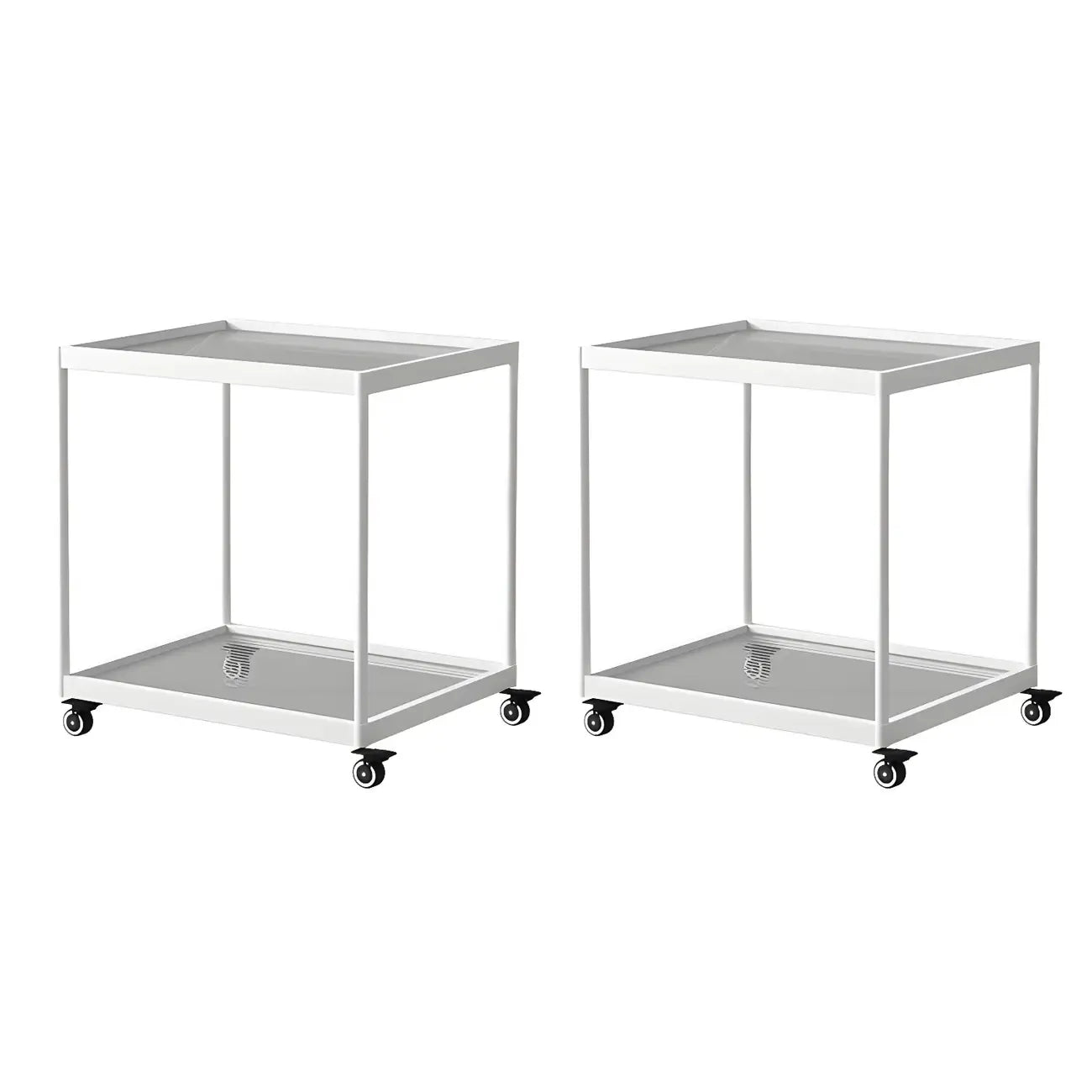 Gold Glass Rectangular Top Shelf Side Table on Wheels
