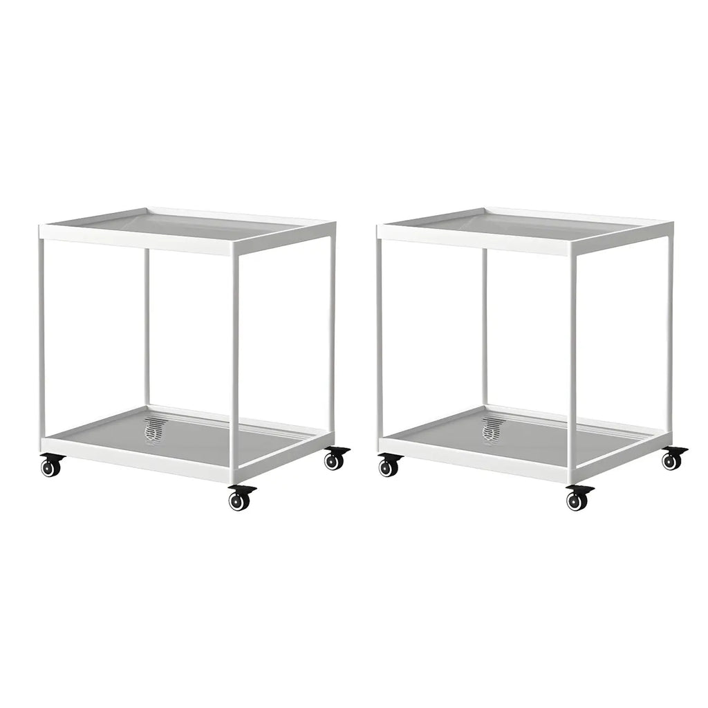 Gold Glass Rectangular Top Shelf Side Table on Wheels