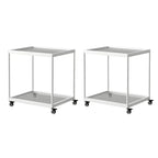 Gold Glass Rectangular Top Shelf Side Table on Wheels
