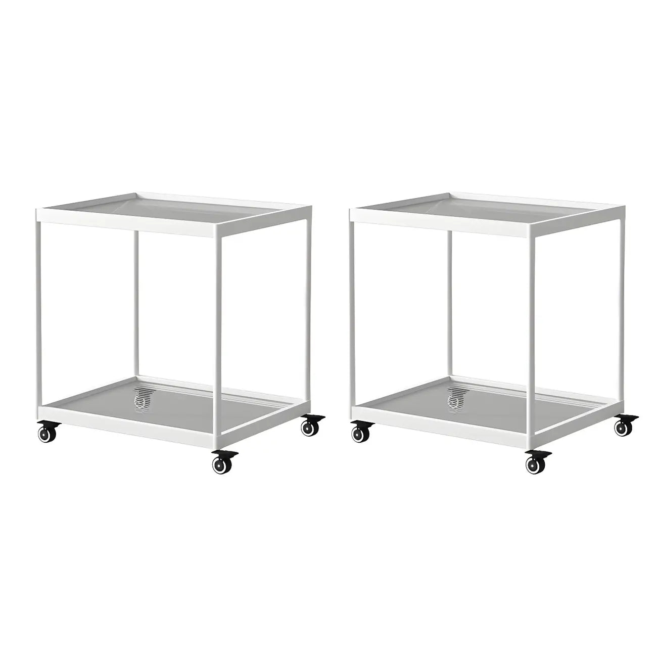 Gold Glass Rectangular Top Shelf Side Table on Wheels