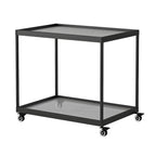Gold Glass Rectangular Top Shelf Side Table on Wheels