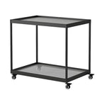 Gold Glass Rectangular Top Shelf Side Table on Wheels