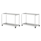 Gold Glass Rectangular Top Shelf Side Table on Wheels
