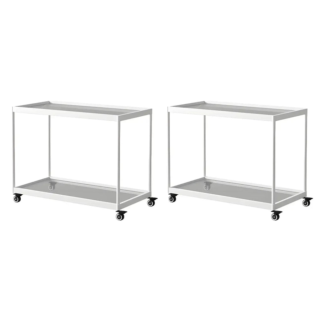 Gold Glass Rectangular Top Shelf Side Table on Wheels