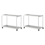 Gold Glass Rectangular Top Shelf Side Table on Wheels