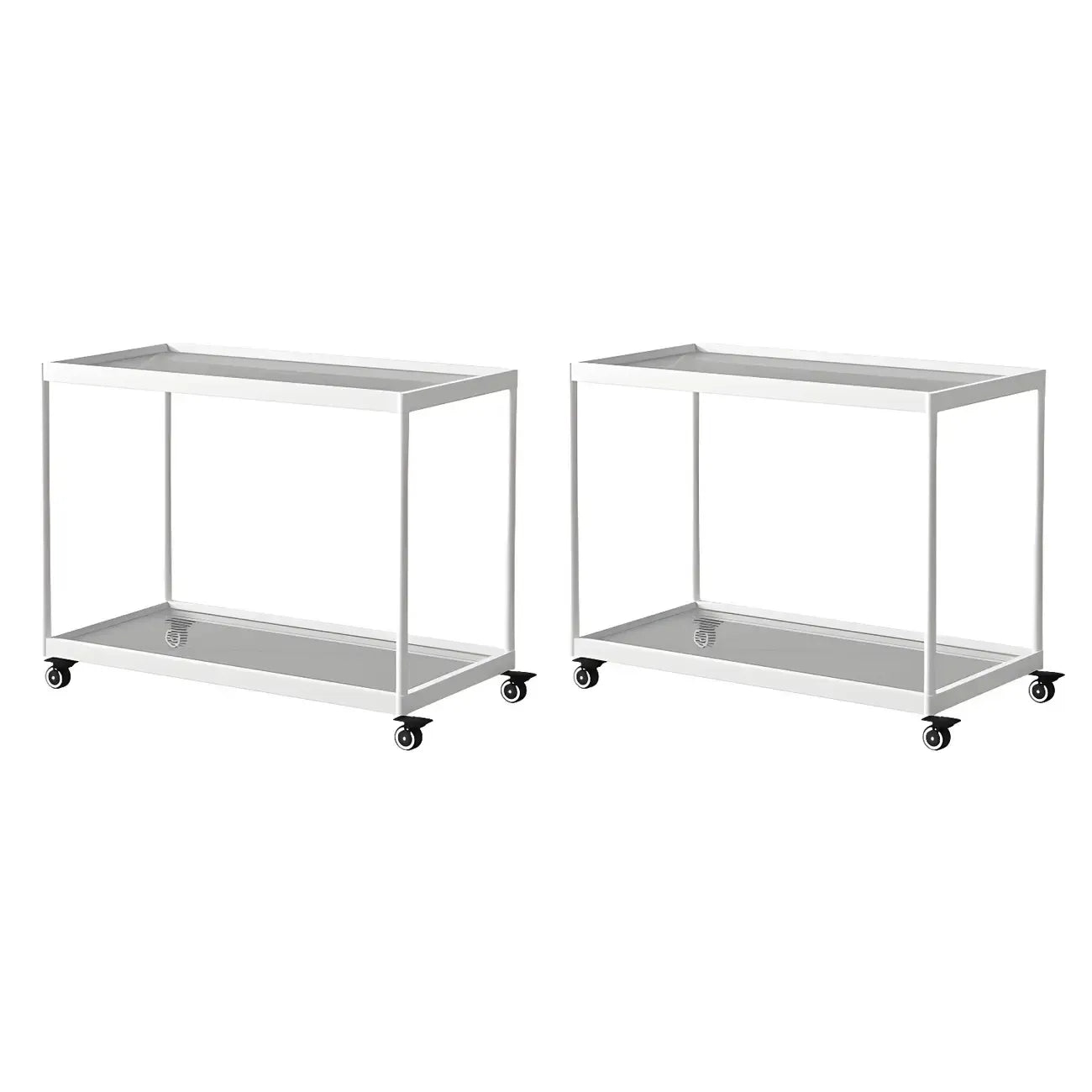 Gold Glass Rectangular Top Shelf Side Table on Wheels