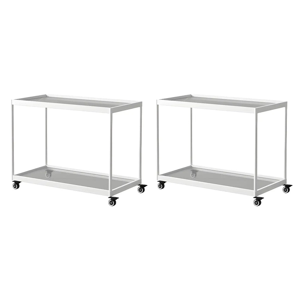 Gold Glass Rectangular Top Shelf Side Table on Wheels