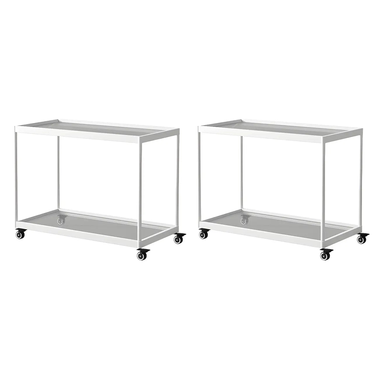 Gold Glass Rectangular Top Shelf Side Table on Wheels