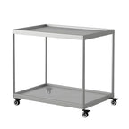 Gold Glass Rectangular Top Shelf Side Table on Wheels