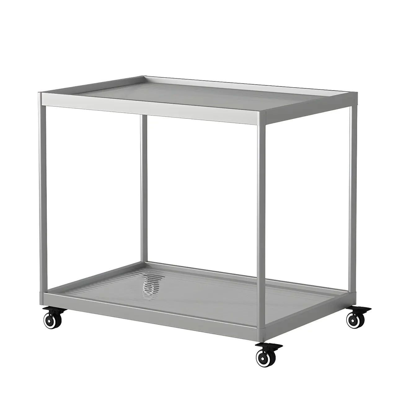 Gold Glass Rectangular Top Shelf Side Table on Wheels