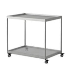 Gold Glass Rectangular Top Shelf Side Table on Wheels