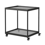 Gold Glass Rectangular Top Shelf Side Table on Wheels