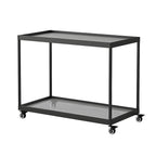 Gold Glass Rectangular Top Shelf Side Table on Wheels
