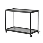 Gold Glass Rectangular Top Shelf Side Table on Wheels