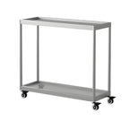 Gold Glass Rectangular Top Shelf Side Table on Wheels