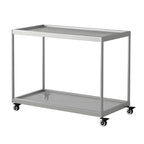Gold Glass Rectangular Top Shelf Side Table on Wheels