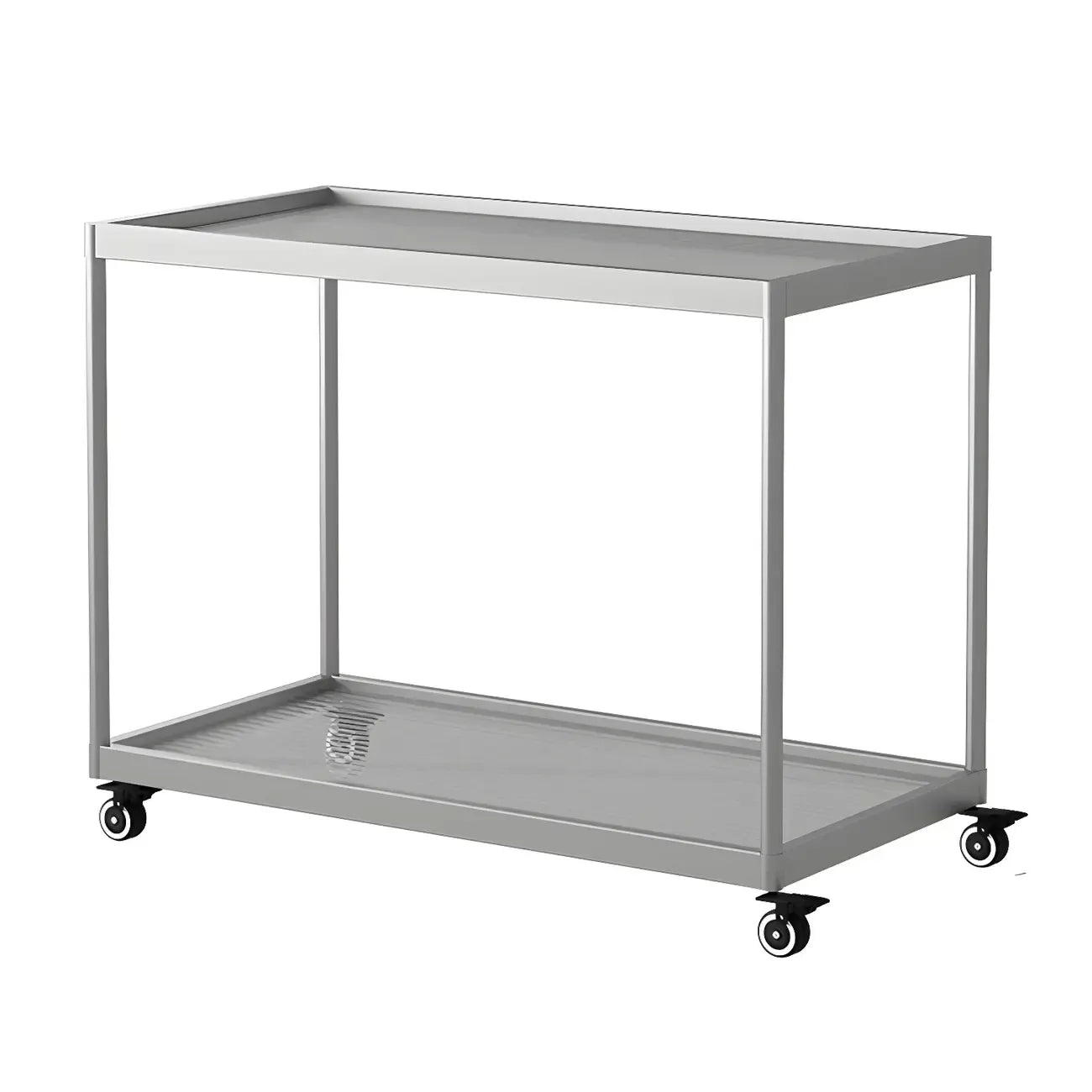 Gold Glass Rectangular Top Shelf Side Table on Wheels