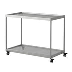 Gold Glass Rectangular Top Shelf Side Table on Wheels