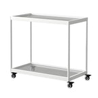 Gold Glass Rectangular Top Shelf Side Table on Wheels