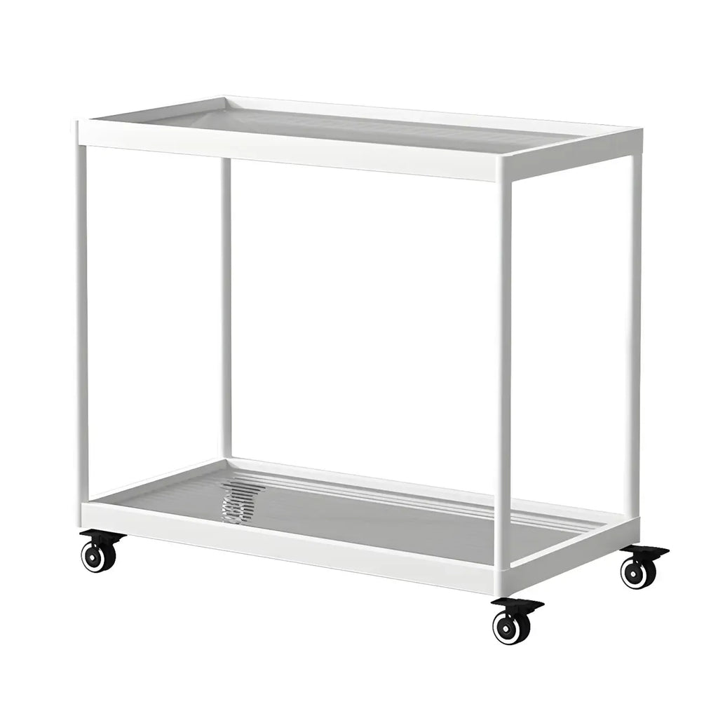 Gold Glass Rectangular Top Shelf Side Table on Wheels