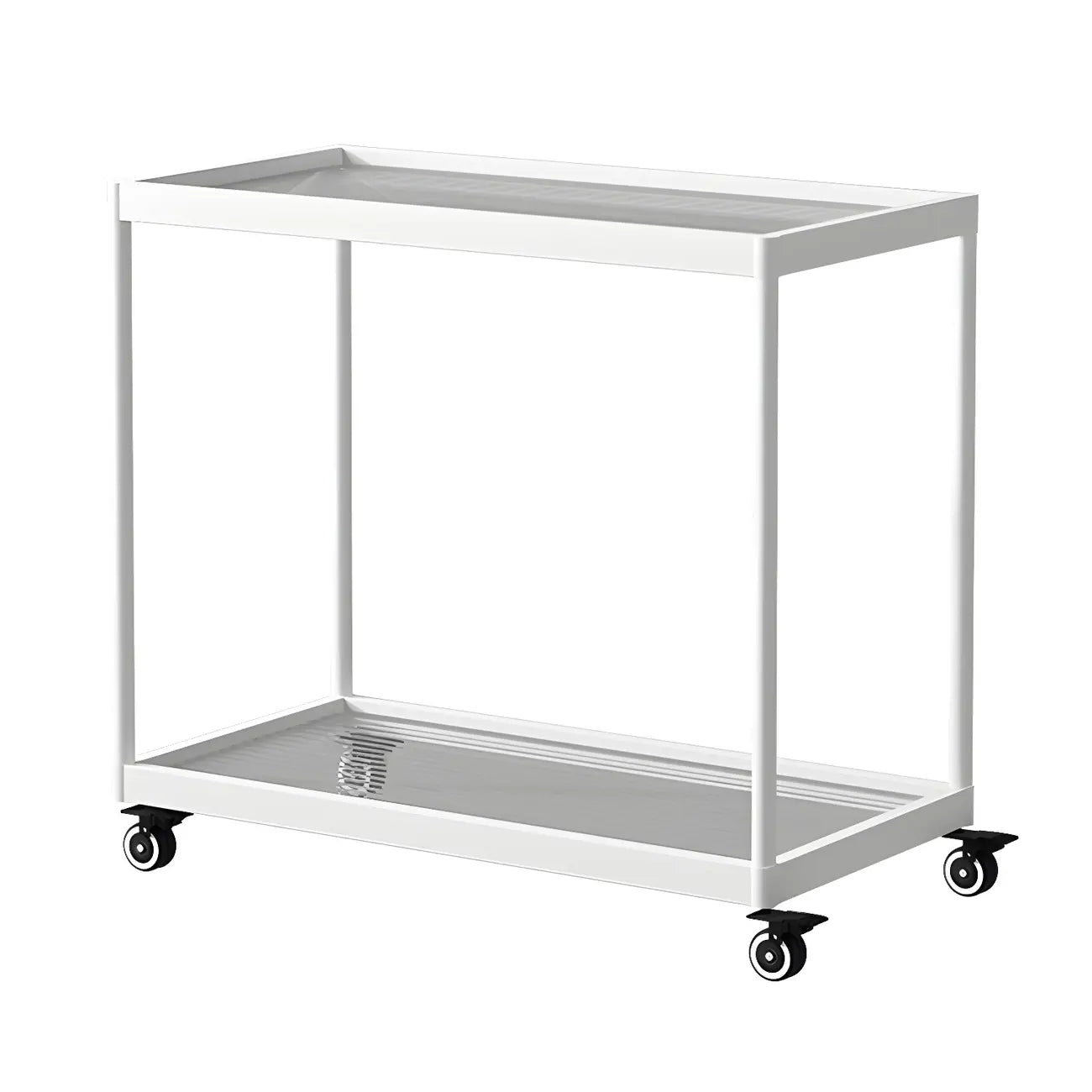 Gold Glass Rectangular Top Shelf Side Table on Wheels