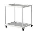 Gold Glass Rectangular Top Shelf Side Table on Wheels