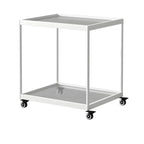Gold Glass Rectangular Top Shelf Side Table on Wheels