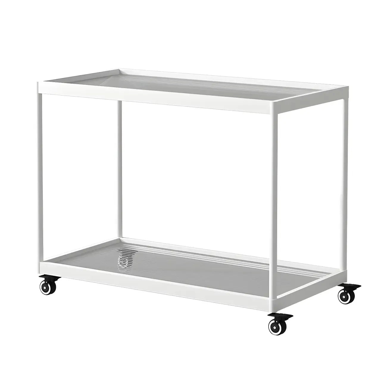 Gold Glass Rectangular Top Shelf Side Table on Wheels