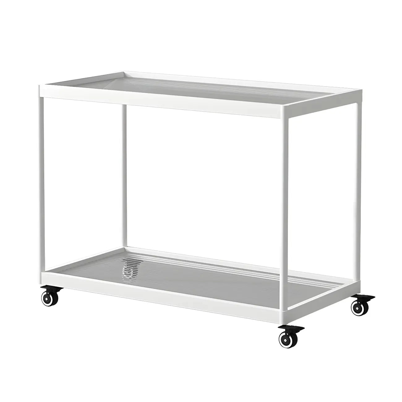 Gold Glass Rectangular Top Shelf Side Table on Wheels