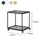 Gold Glass Rectangular Top Shelf Side Table on Wheels