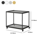 Gold Glass Rectangular Top Shelf Side Table on Wheels
