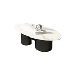 Modern Oval Glass Top Metal Base Coffee Table