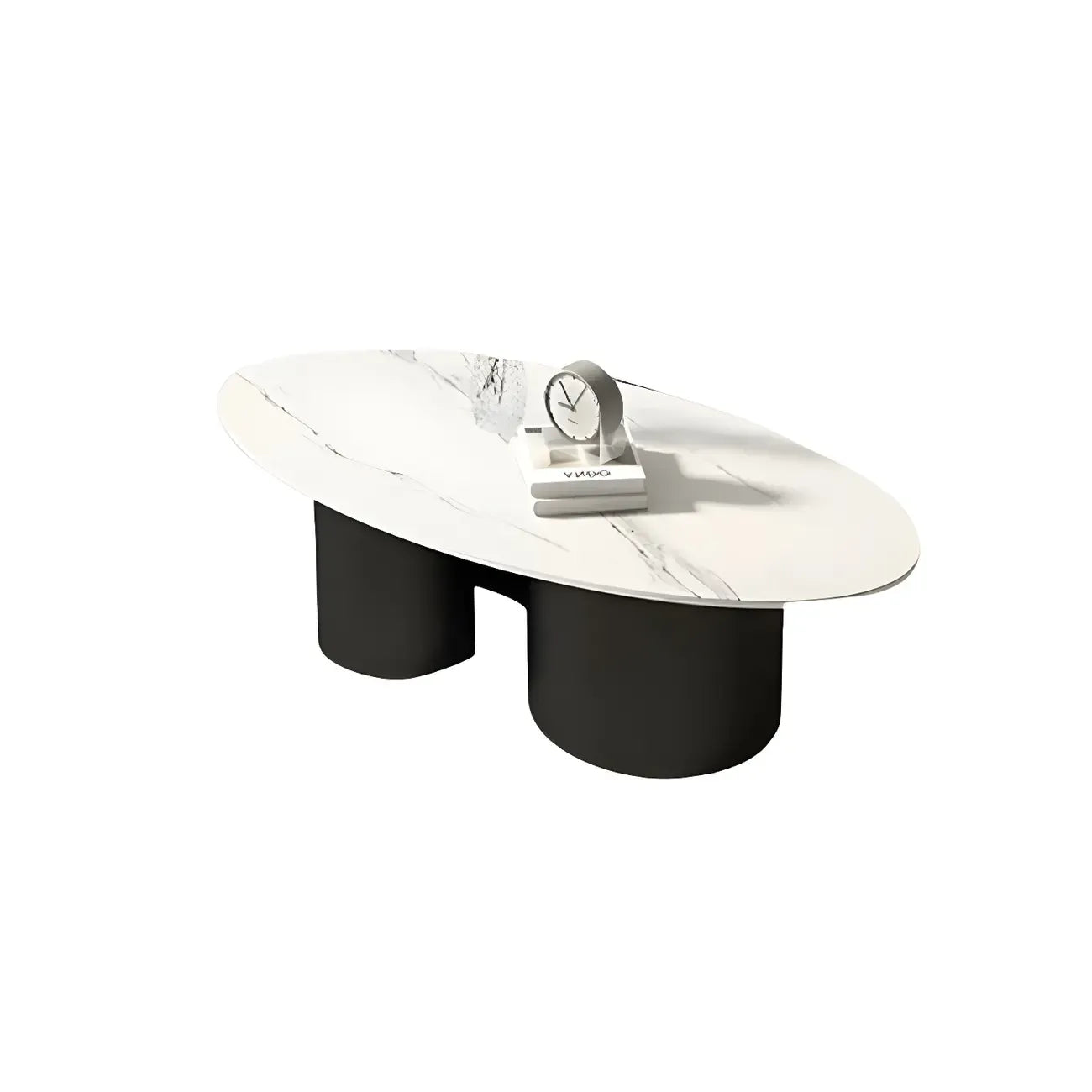 Modern Oval Glass Top Metal Base Coffee Table