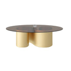 Modern Oval Glass Top Metal Base Coffee Table