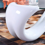 Abstract Modern Oval Glass Top Metal Base Coffee Table