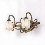 Antique Brass Flower Glass Vintage Bathroom Vanity Light