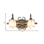 Antique Brass Flower Glass Vintage Bathroom Vanity Light
