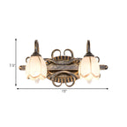 Antique Brass Flower Glass Vintage Bathroom Vanity Light