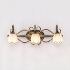 Antique Brass Flower Glass Vintage Bathroom Vanity Light