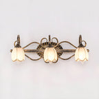 Antique Brass Flower Glass Vintage Bathroom Vanity Light