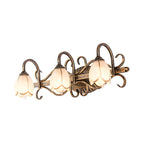 Antique Brass Flower Glass Vintage Bathroom Vanity Light