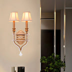 2 Lights Graceful Crystal Wall Sconce with Fabric Shade & LED