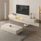 71 Beige Stone Floating TV Stand with Cable Management