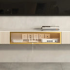 71 Beige Stone Floating TV Stand with Cable Management