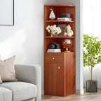 Contemporary White Wood Corner Bookcase with Cabinet
